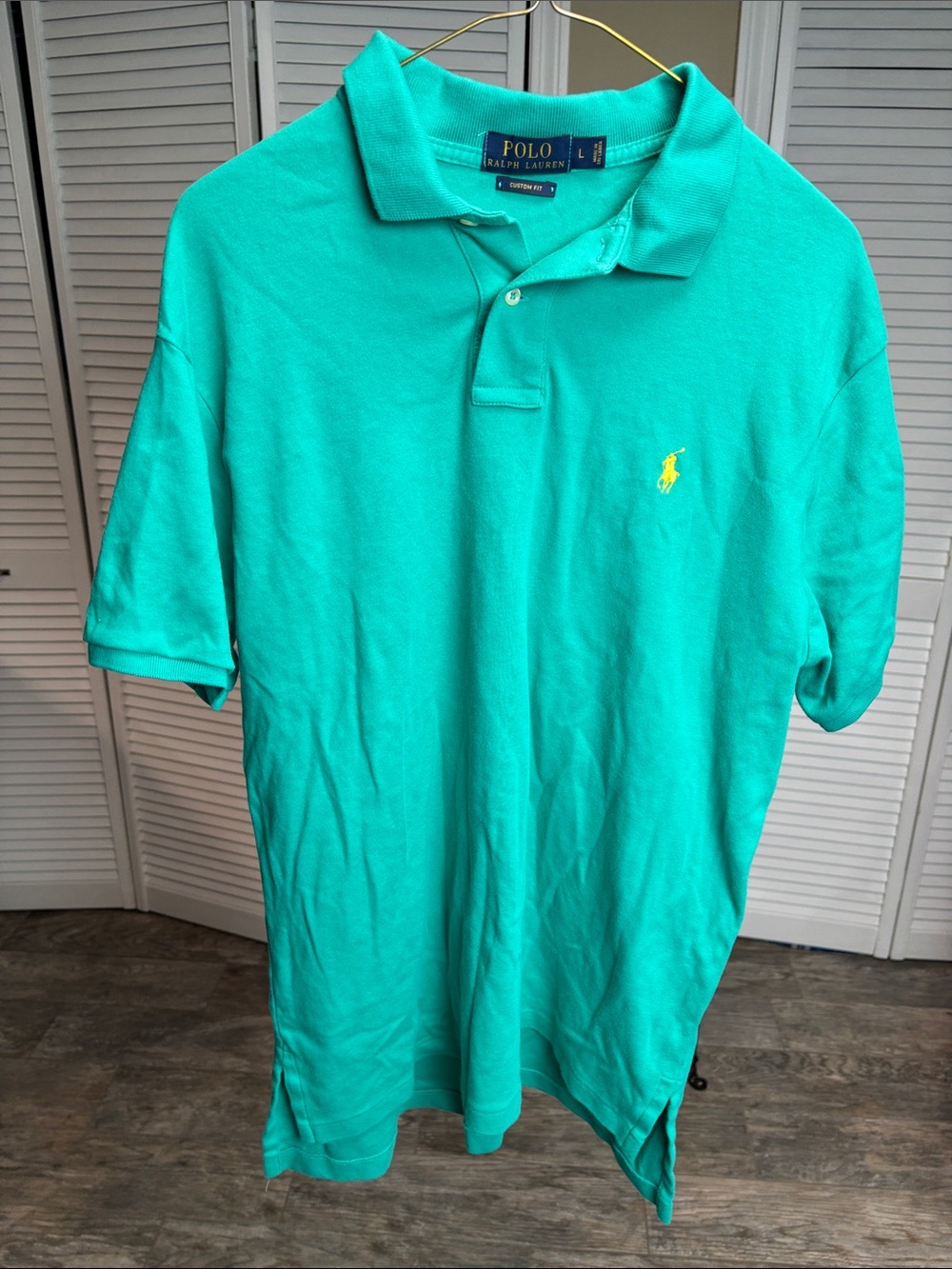 Polo by Ralph Lauren Turquoise Polo with Yellow Pony Embroidery.